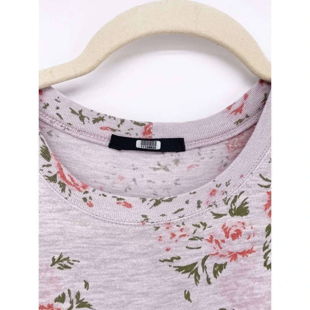 Monrow S Grey Floral Maternity Sheath Short Sleeve Midi Tube Bodycon Cotton $165 - Picture 6 of 7
